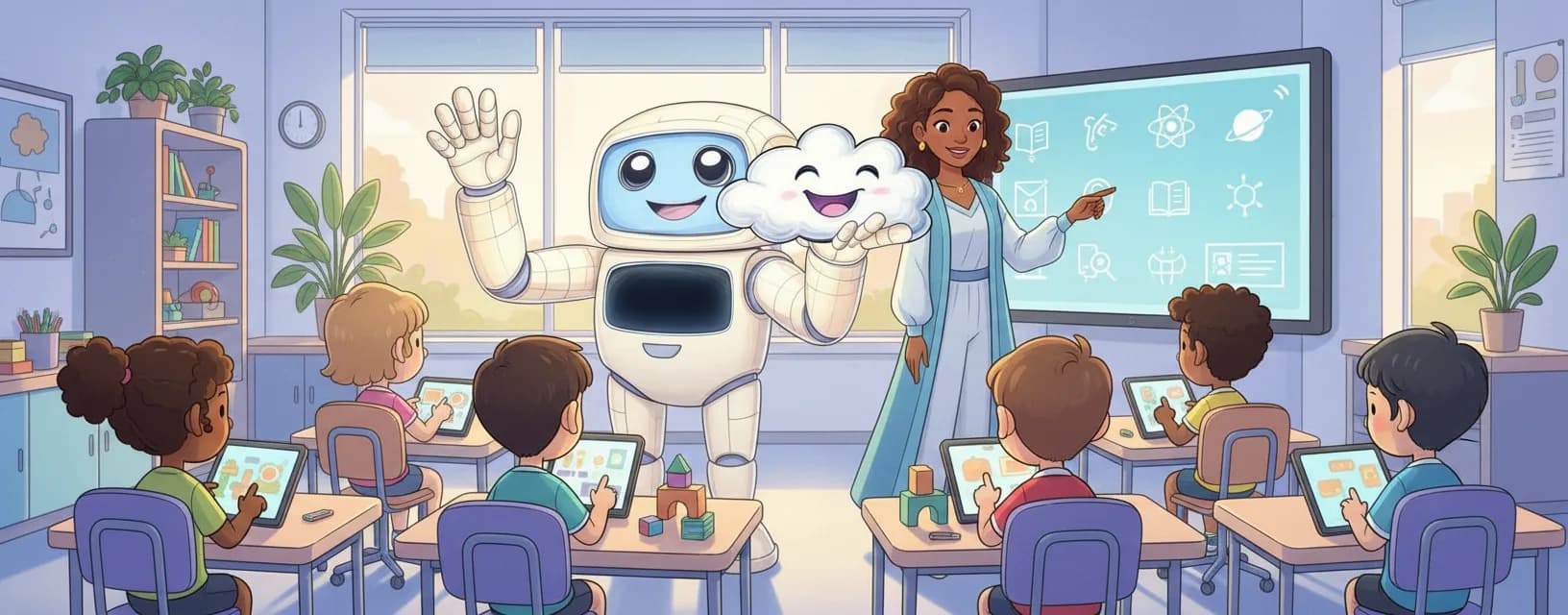 Teacher collaborating with student in inclusive classroom setting